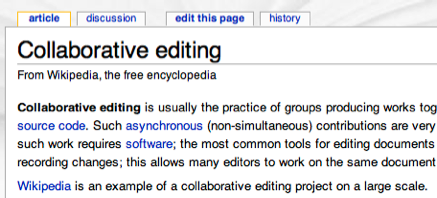 Wikimedia allows collaborative editing of content on sites built with the software.