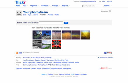 Flickr allows users to “favorite” images they like and collect them for display to others.