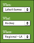 Filtering pulldown menu for sports