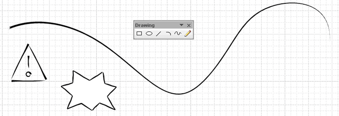 A sketchy tool should allow you to draw. These were created in Visio using custom line styles. This tutorial tells you how. 