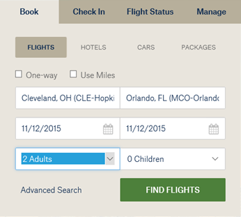 Flight selection graphical user interface