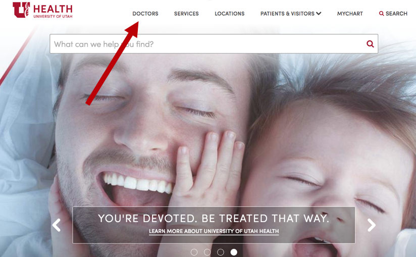 Screen grab from University of Utah Health’s homepage: healthcare.utah.edu