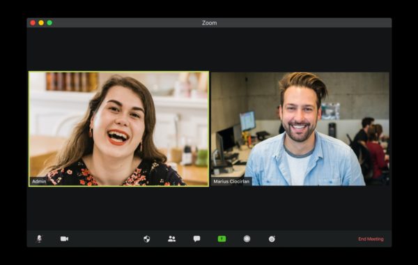 a woman and man on a video conference