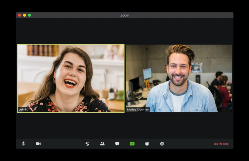 a woman and man on a video conference